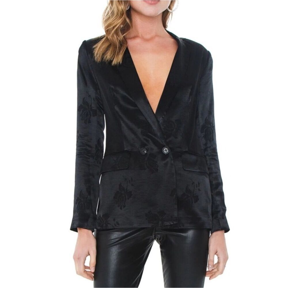 1. State Floral Jacquard Rich Black Relaxed Fit Blazer
